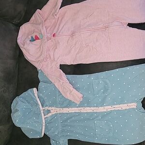 Lot Of 2 Carters 18 month babygirl hooded jumpsuits